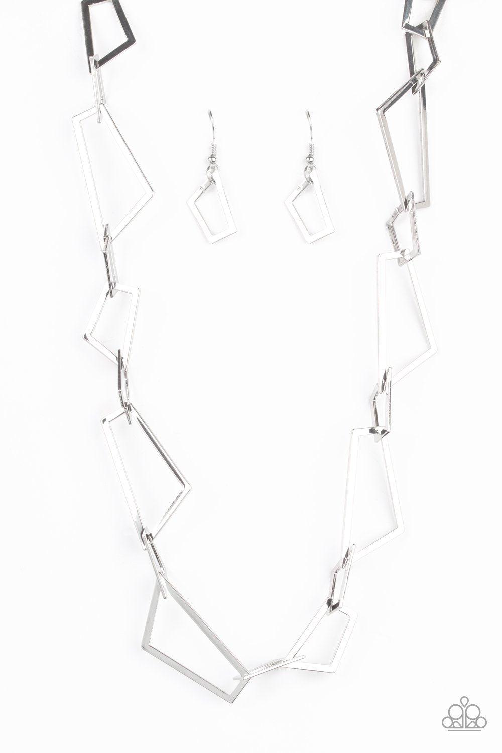 Shattering Records Silver Necklace - Paparazzi Accessories - lightbox -CarasShop.com - $5 Jewelry by Cara Jewels
