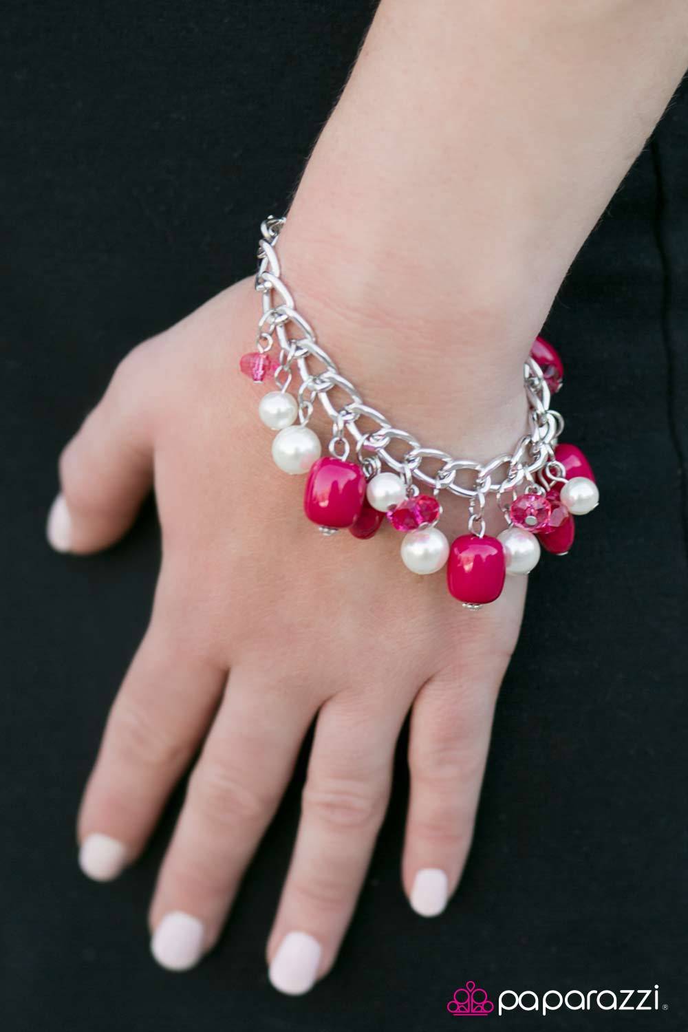 She Walks In BEVY Pink Bracelet - Paparazzi Accessories-CarasShop.com - $5 Jewelry by Cara Jewels