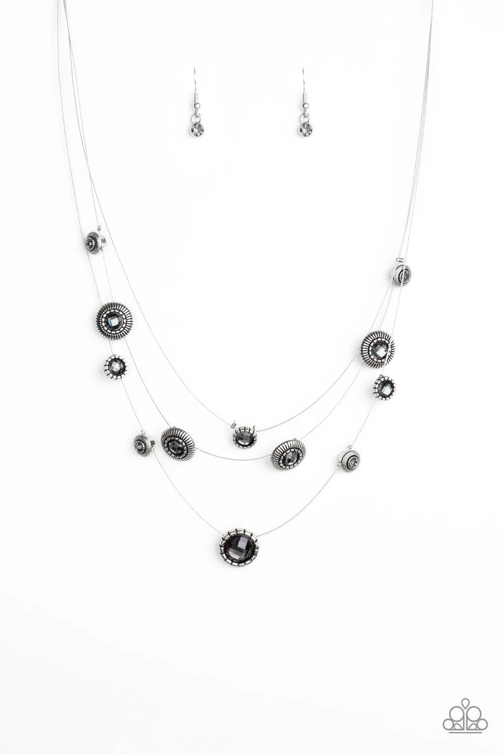 SHEER Thing! Silver Rhinestone Necklace - Paparazzi Accessories - lightbox -CarasShop.com - $5 Jewelry by Cara Jewels