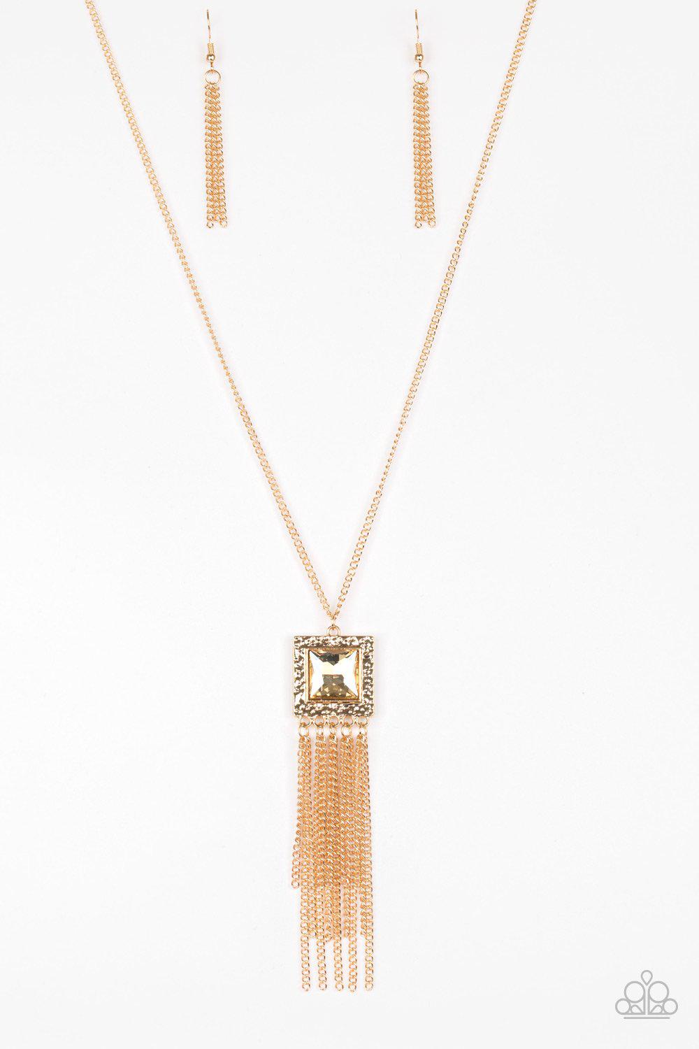 Shimmer Sensei Gold Necklace - Paparazzi Accessories - lightbox -CarasShop.com - $5 Jewelry by Cara Jewels