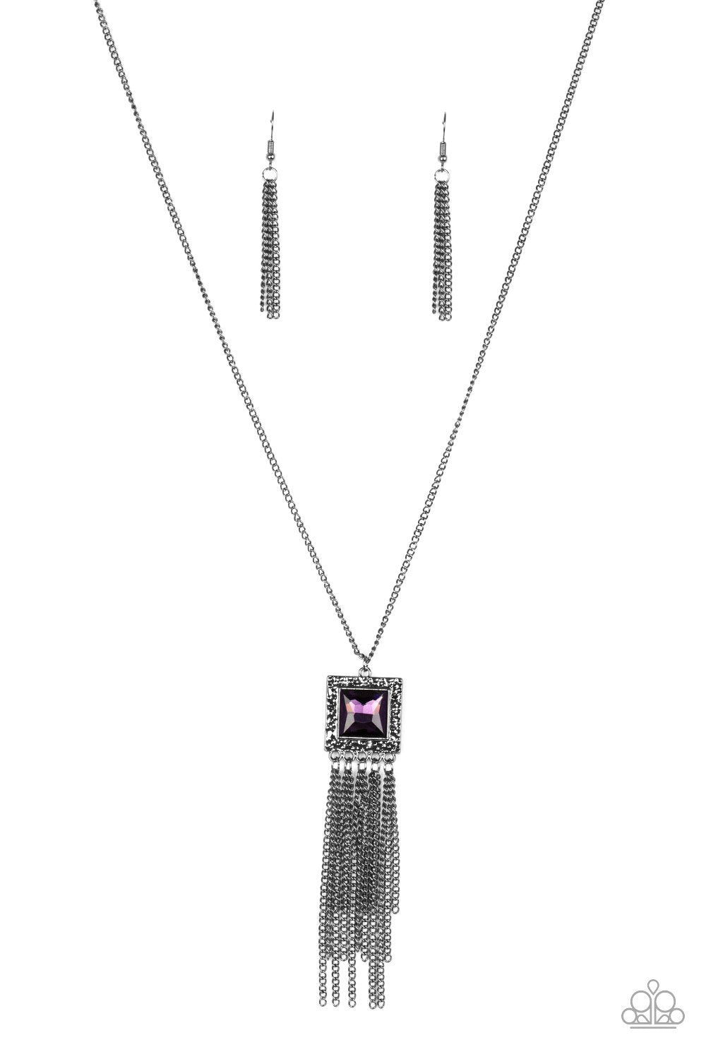 Shimmer Sensei Purple and Gunmetal Necklace - Paparazzi Accessories-CarasShop.com - $5 Jewelry by Cara Jewels