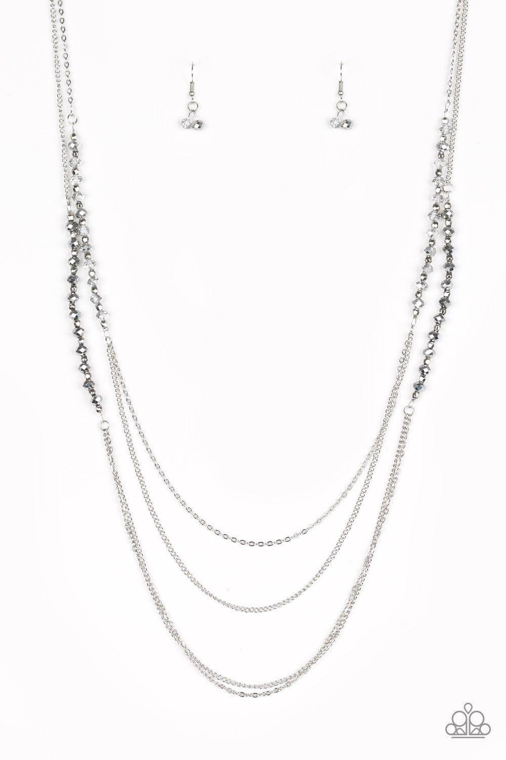 Shimmer Showdown Silver and Smoky Bead Necklace - Paparazzi Accessories-CarasShop.com - $5 Jewelry by Cara Jewels