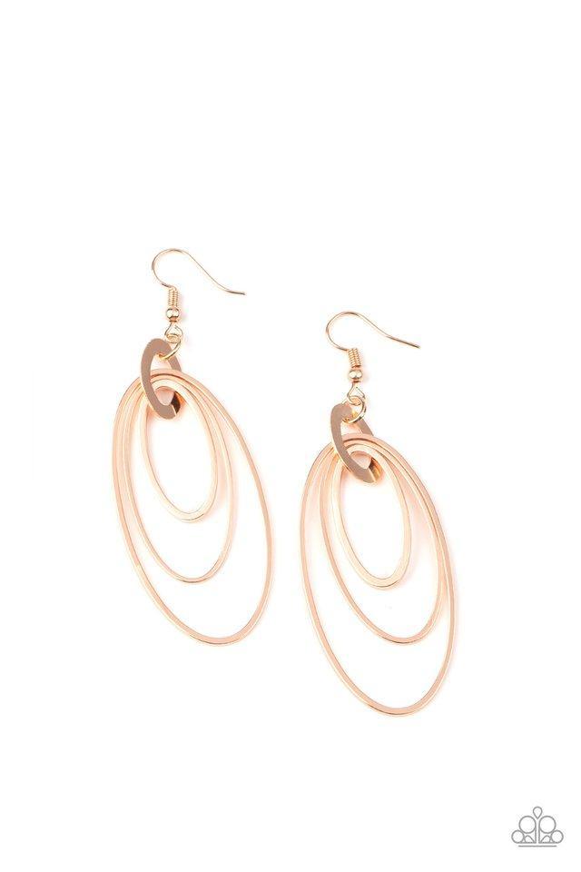Shimmer Surge Rose Gold Earrings - Paparazzi Accessories- lightbox - CarasShop.com - $5 Jewelry by Cara Jewels