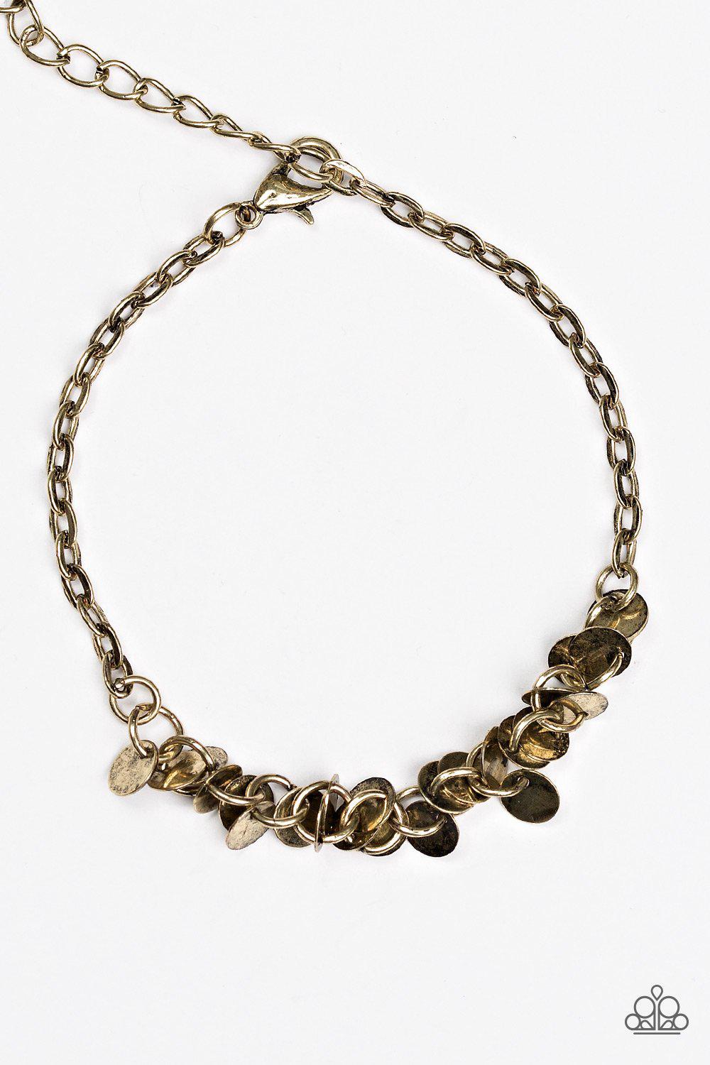 Shimmer Train Brass Bracelet - Paparazzi Accessories-CarasShop.com - $5 Jewelry by Cara Jewels