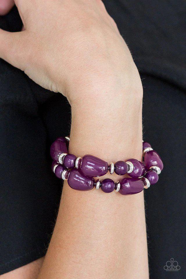 Show Us HUEs Boss! Purple Bracelet - Paparazzi Accessories-on model - CarasShop.com - $5 Jewelry by Cara Jewels