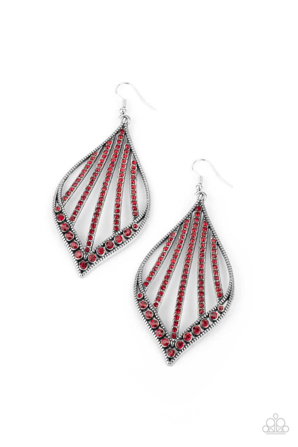 Showcase Sparkle Red Rhinestone Earrings - Paparazzi Accessories- lightbox - CarasShop.com - $5 Jewelry by Cara Jewels
