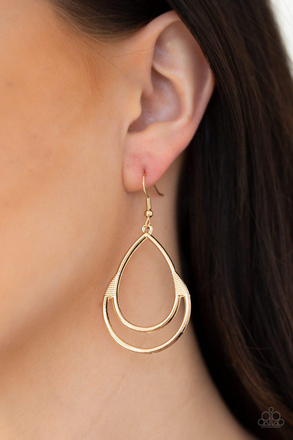 Simple Glisten Gold Earrings - Paparazzi Accessories-CarasShop.com - $5 Jewelry by Cara Jewels