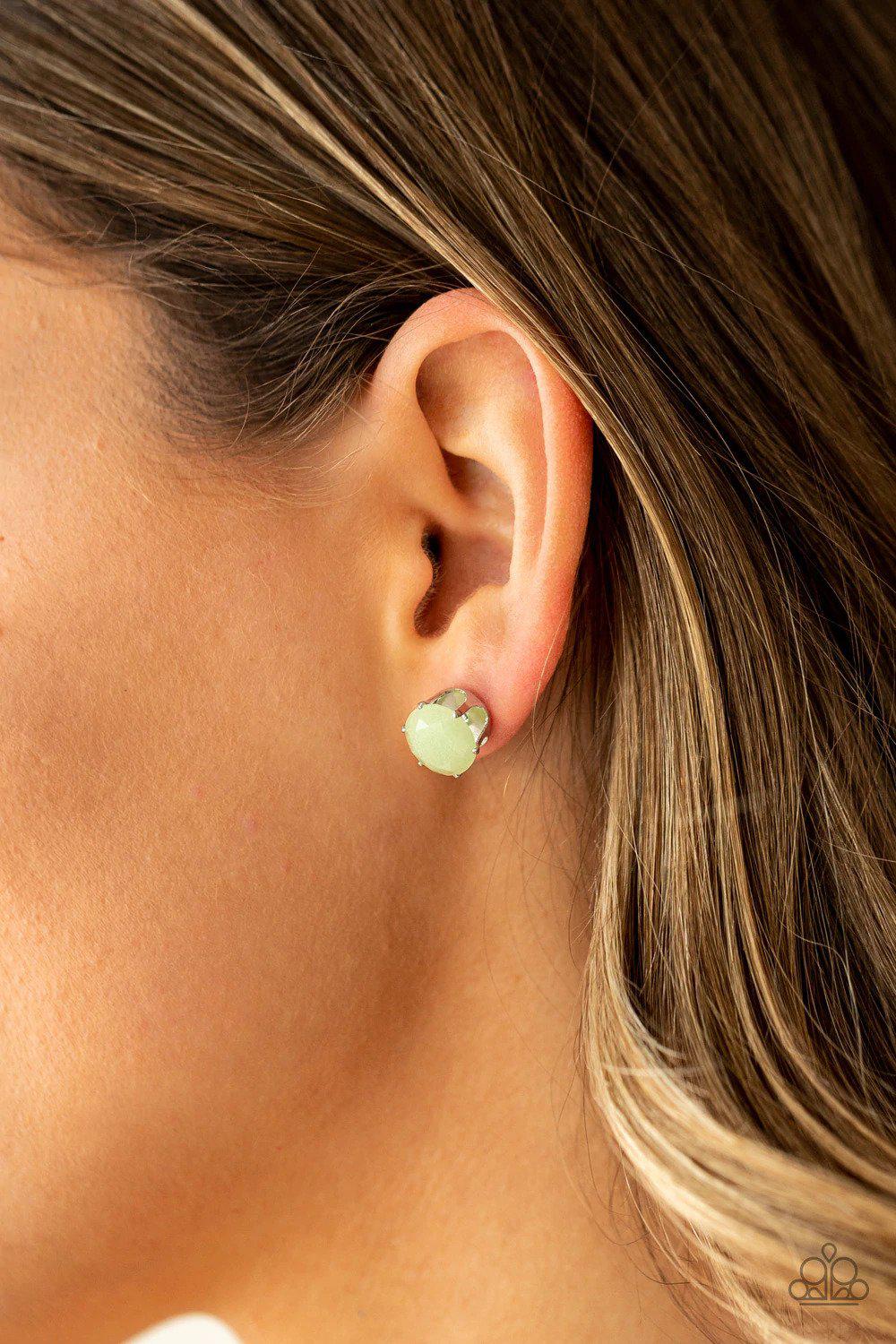 Simply Serendipity Green Earrings - Paparazzi Accessories- on model - CarasShop.com - $5 Jewelry by Cara Jewels