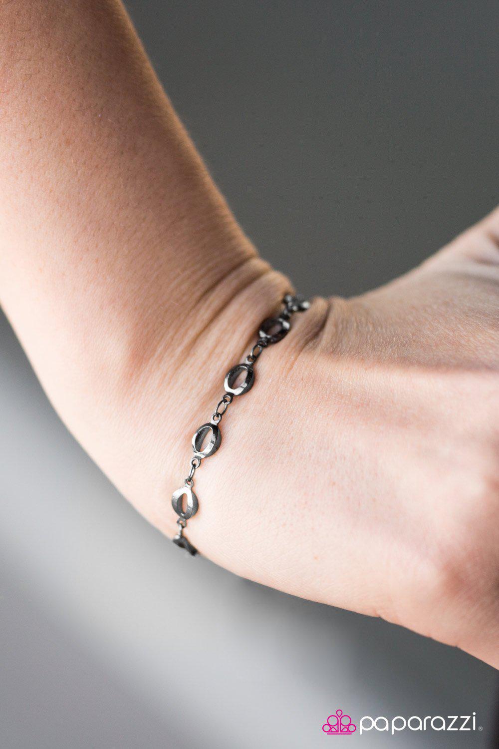Simply The Finest Dainty Gunmetal Black Bracelet - Paparazzi Accessories-CarasShop.com - $5 Jewelry by Cara Jewels