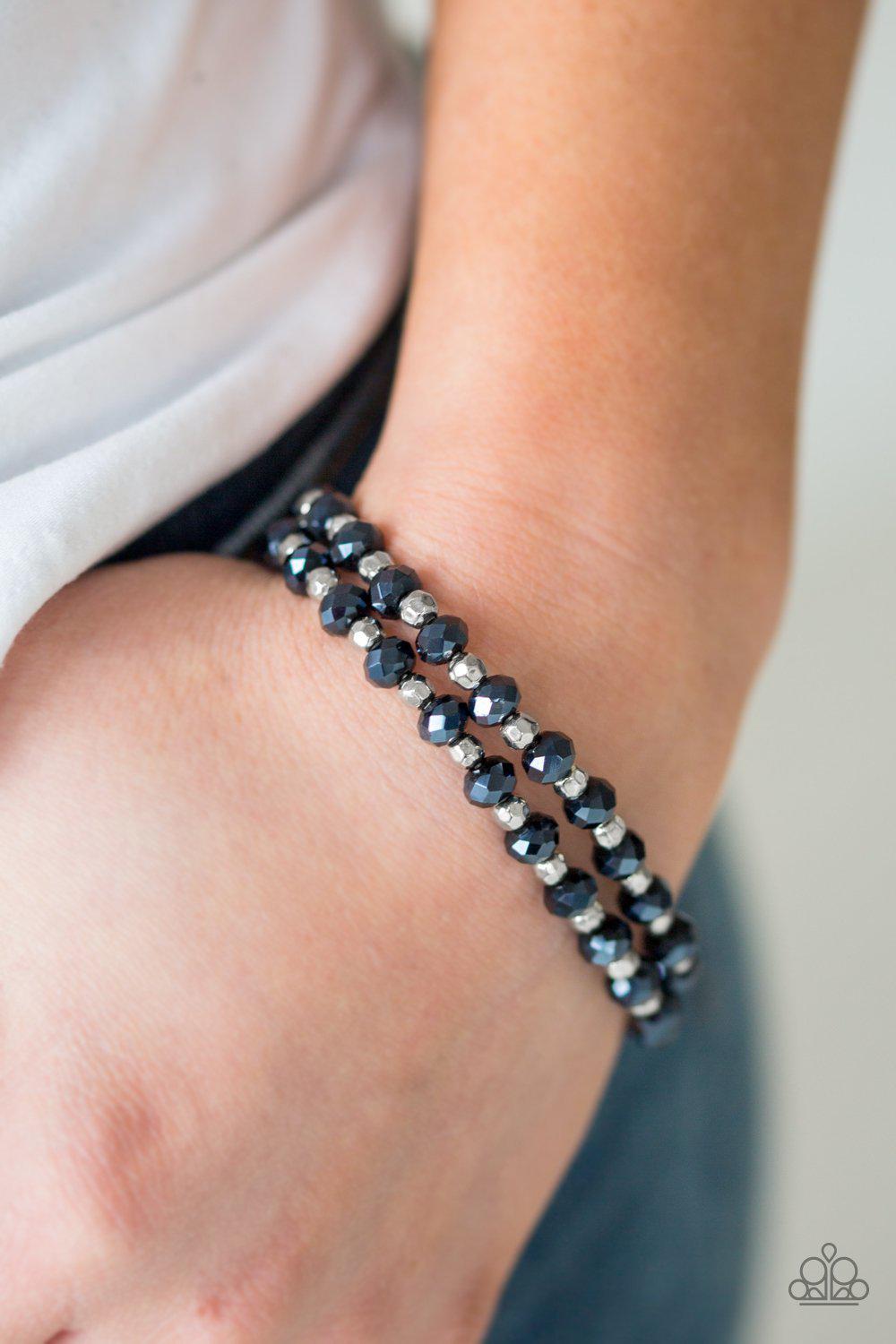 Sink Or Shimmer Blue and Silver Bracelet Set - Paparazzi Accessories-CarasShop.com - $5 Jewelry by Cara Jewels