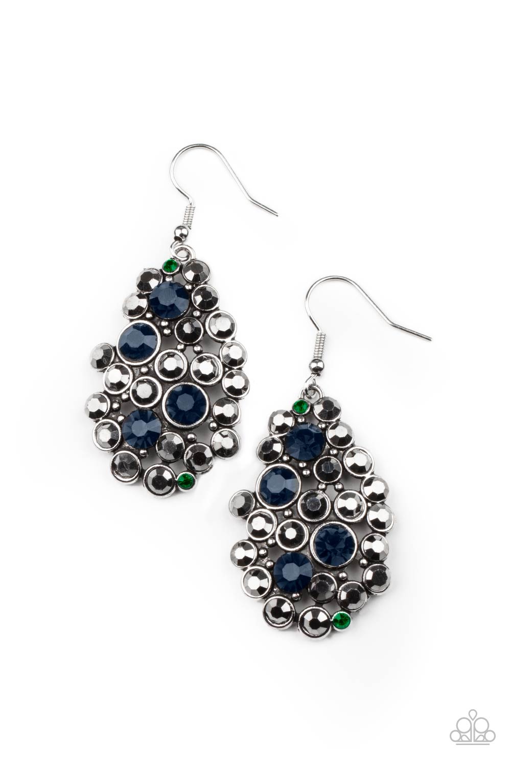 Smolder Effect Multi, Blue, Green and Hematite Rhinestone Earrings - Paparazzi Accessories- lightbox - CarasShop.com - $5 Jewelry by Cara Jewels