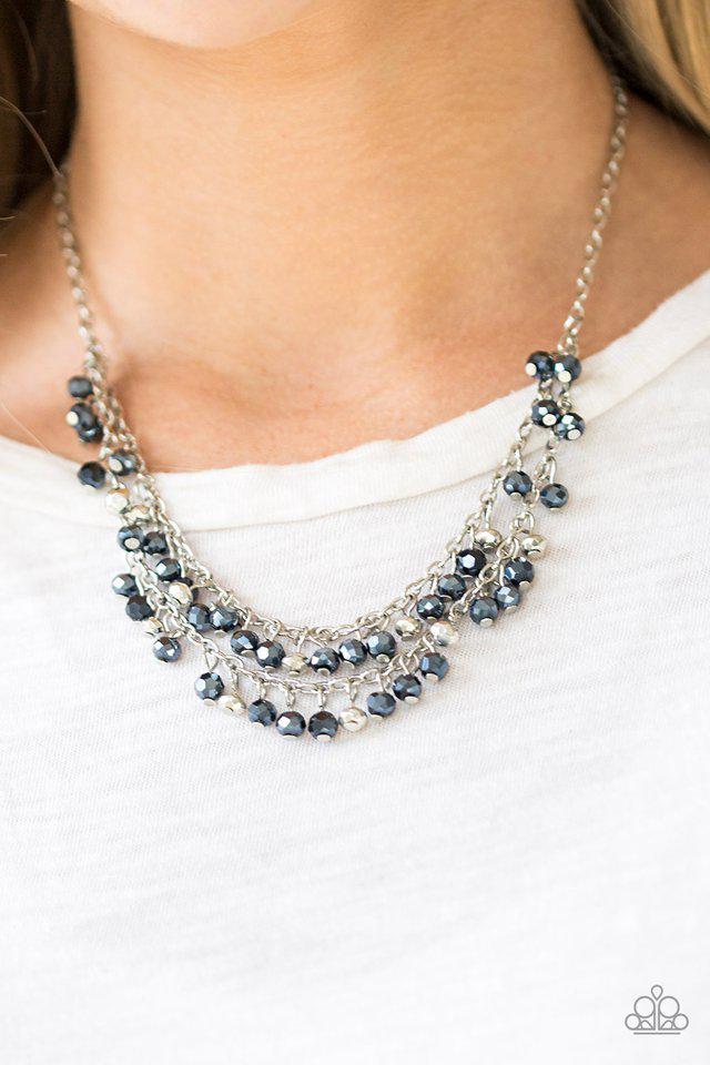 So In Season Blue &amp; Silver Necklace - Paparazzi Accessories- on model - CarasShop.com - $5 Jewelry by Cara Jewels