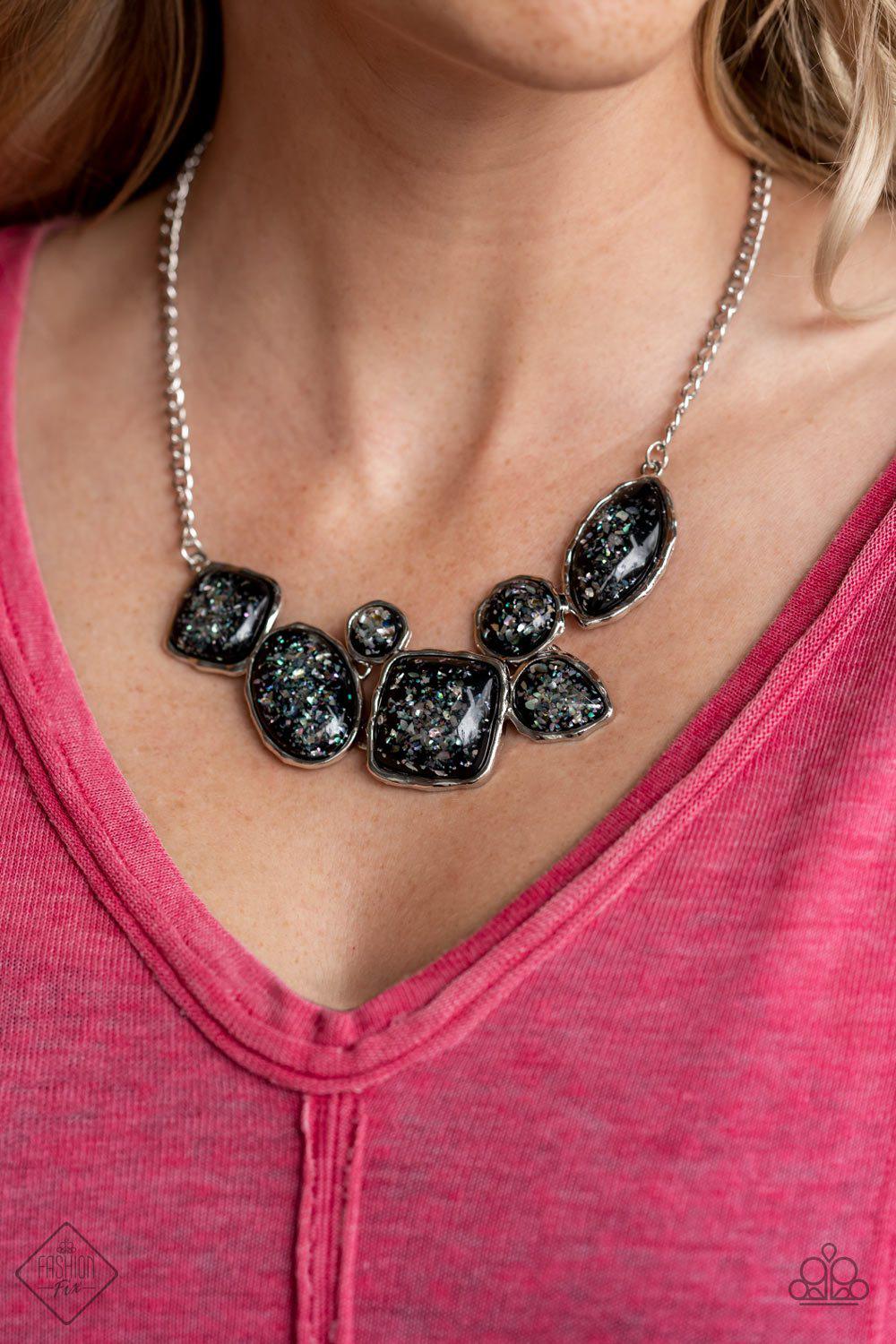 So Jelly Black and Iridescent Bead Necklace - Paparazzi Accessories- model - CarasShop.com - $5 Jewelry by Cara Jewels