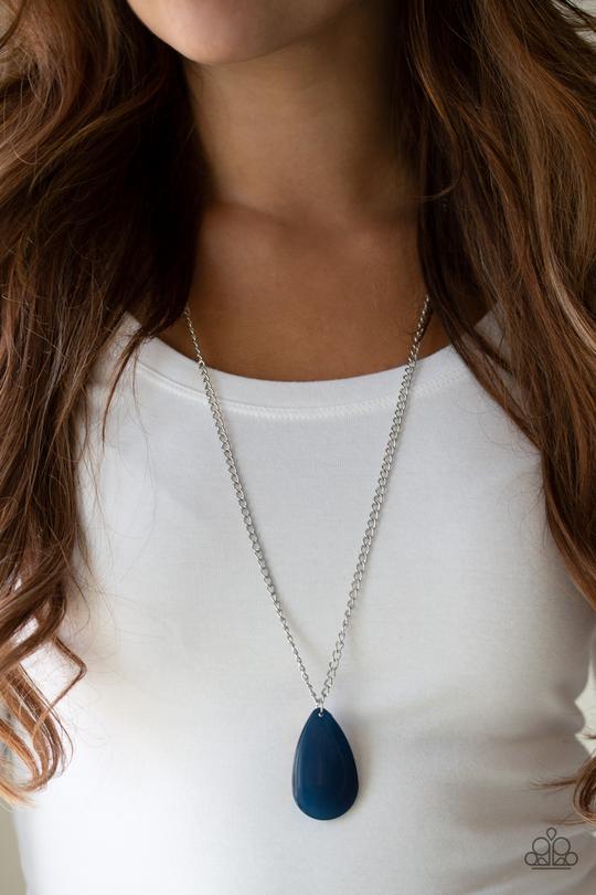 So Pop-YOU-lar Blue Teardrop Pendant Necklace - Paparazzi Accessories-CarasShop.com - $5 Jewelry by Cara Jewels