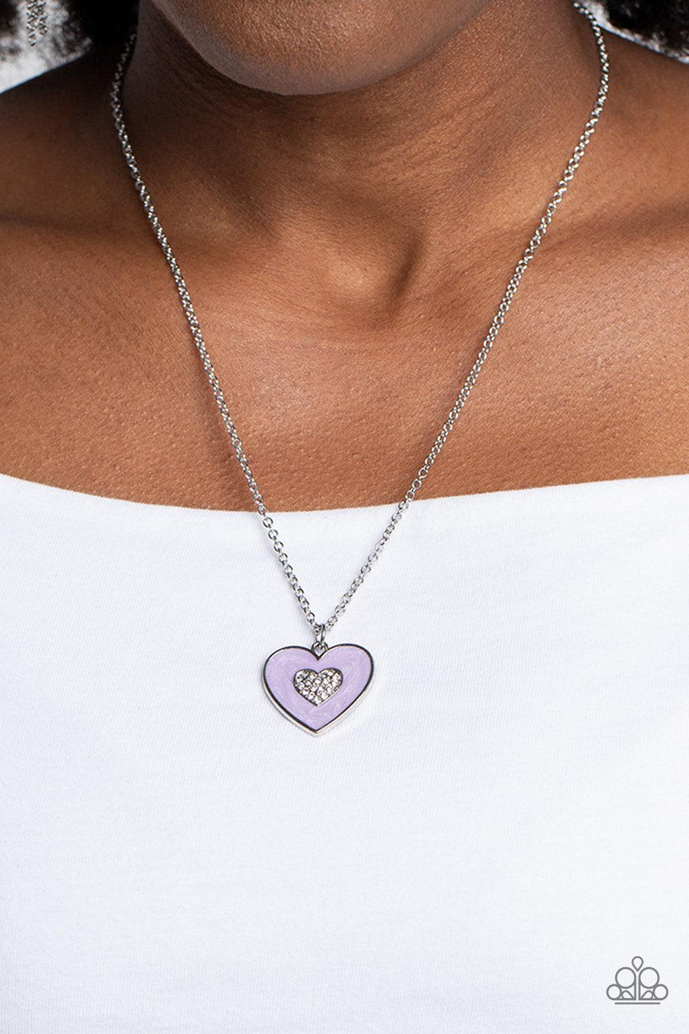 So This Is Love Purple Heart Necklace - Paparazzi Accessories-on model - CarasShop.com - $5 Jewelry by Cara Jewels