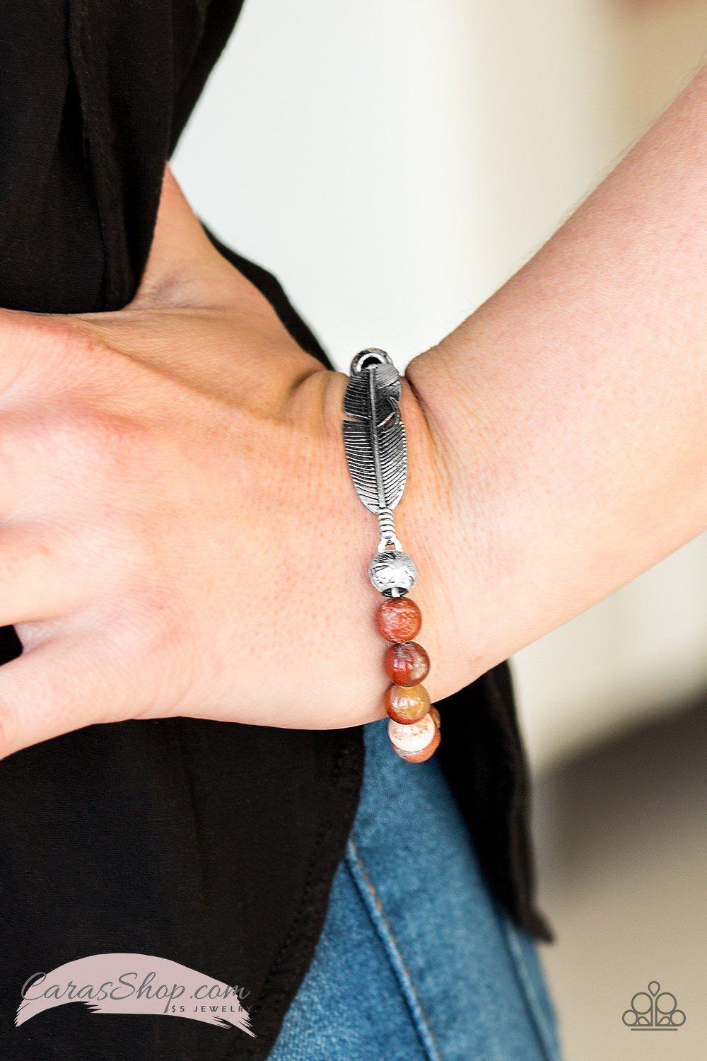 Soar High Brown Stone Stretch Bracelet - Paparazzi Accessories-CarasShop.com - $5 Jewelry by Cara Jewels