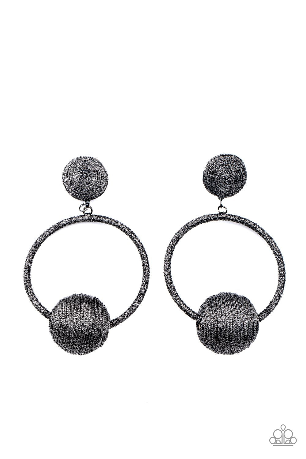 Social Sphere Black Earrings - Paparazzi Accessories LOTP Exclusive April 2021- lightbox - CarasShop.com - $5 Jewelry by Cara Jewels