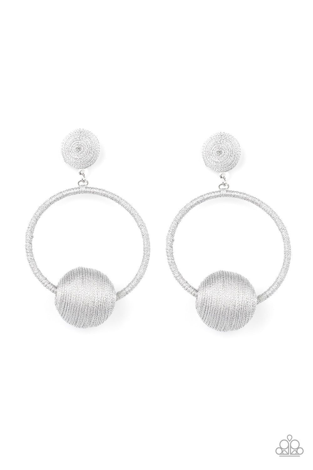 Social Sphere Silver Earrings - Paparazzi Accessories- lightbox - CarasShop.com - $5 Jewelry by Cara Jewels