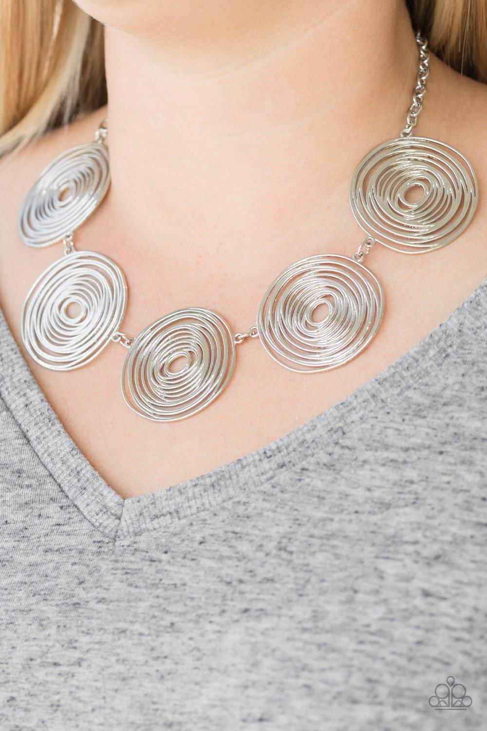 Sol Mates Silver Necklace - Paparazzi Accessories-CarasShop.com - $5 Jewelry by Cara Jewels