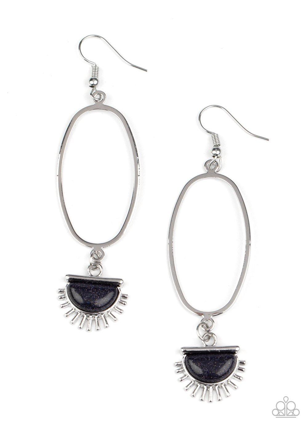 SOL Purpose Blue and Silver Earrings - Paparazzi Accessories - lightbox -CarasShop.com - $5 Jewelry by Cara Jewels