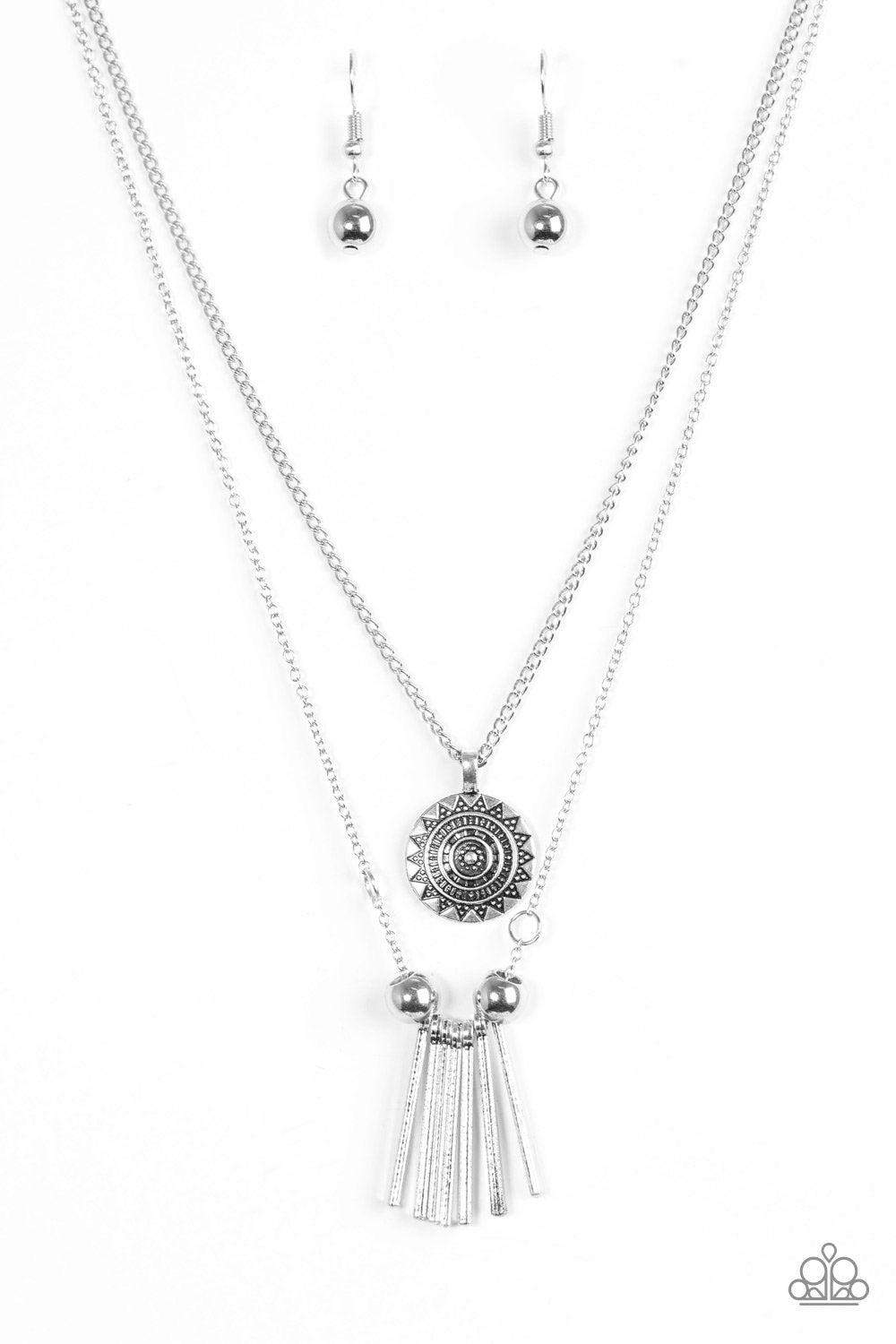 SOL Quest Silver Necklace - Paparazzi Accessories-CarasShop.com - $5 Jewelry by Cara Jewels