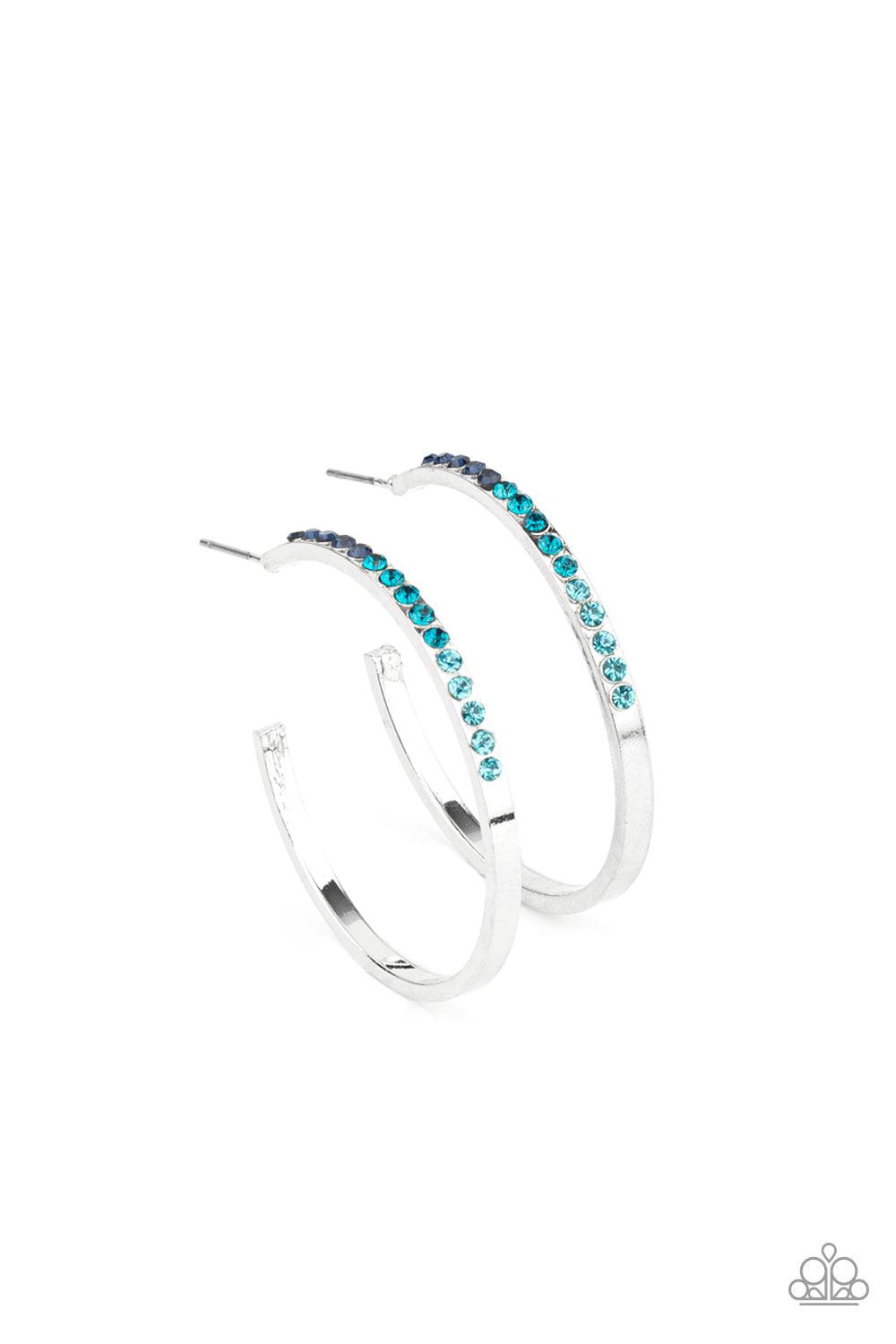 Somewhere Over the OMBRE Blue Rhinestone Hoop Earrings - Paparazzi Accessories- lightbox - CarasShop.com - $5 Jewelry by Cara Jewels