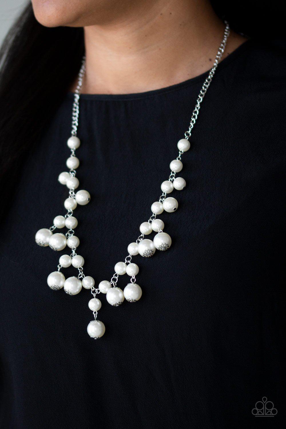 Soon To Be Mrs. White Pearl Necklace - Paparazzi Accessories - model -CarasShop.com - $5 Jewelry by Cara Jewels