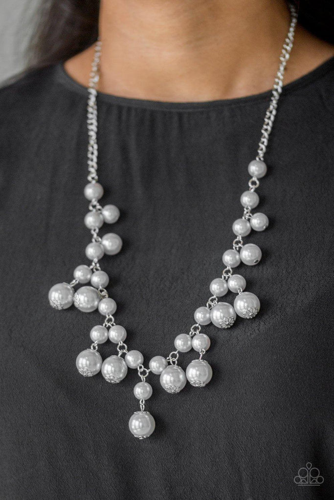Silver Necklace Paparazzi Long Pearl Necklace Silver Pearl