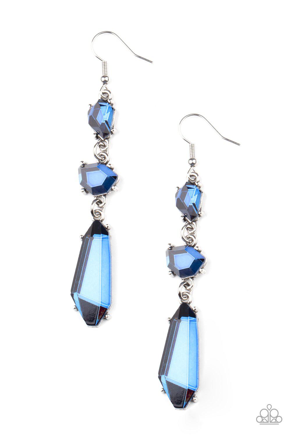 Sophisticated Smolder Blue Rhinestone Earrings - Paparazzi Accessories- lightbox - CarasShop.com - $5 Jewelry by Cara Jewels