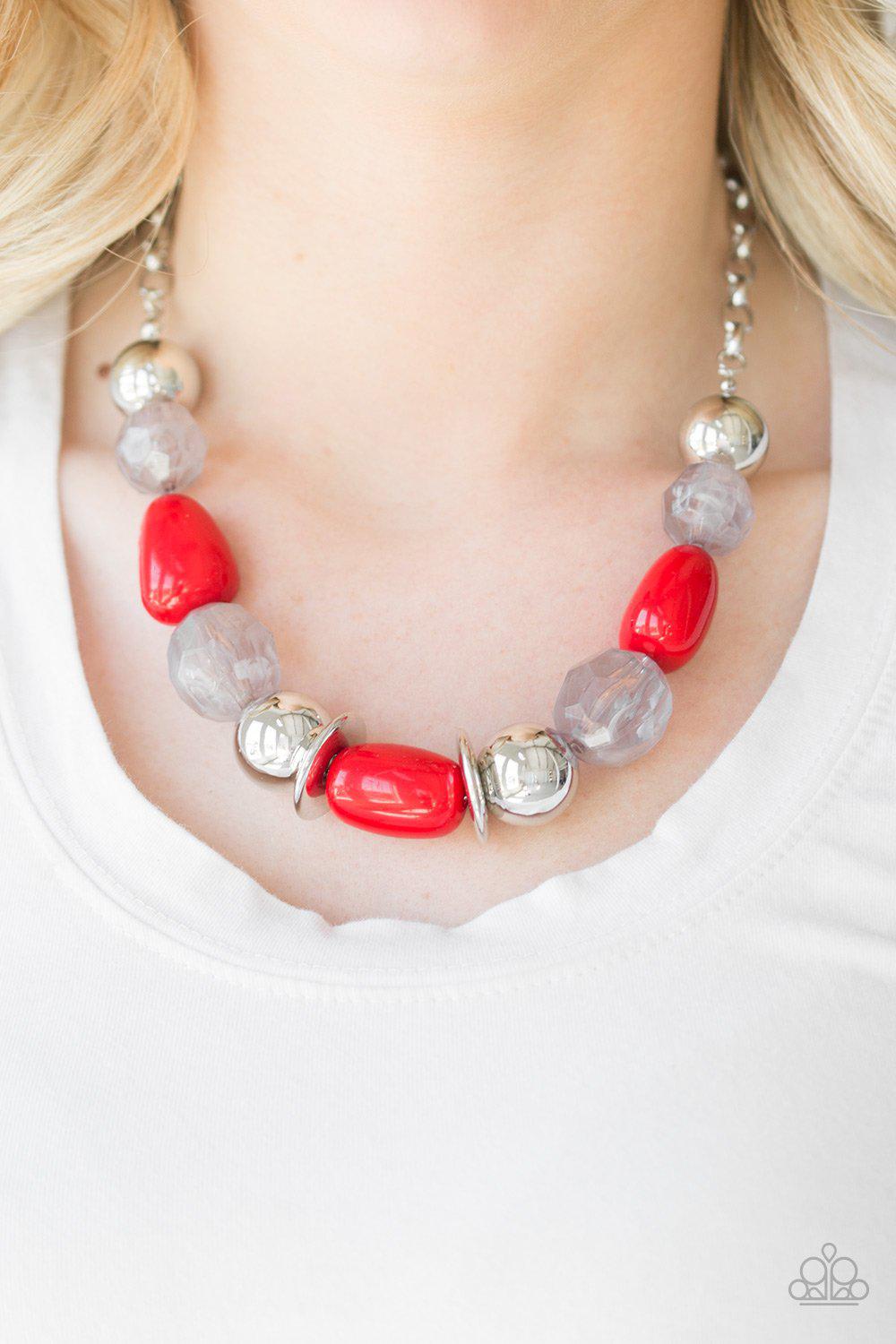 South Shore Sensation Red Necklace - Paparazzi Accessories-CarasShop.com - $5 Jewelry by Cara Jewels