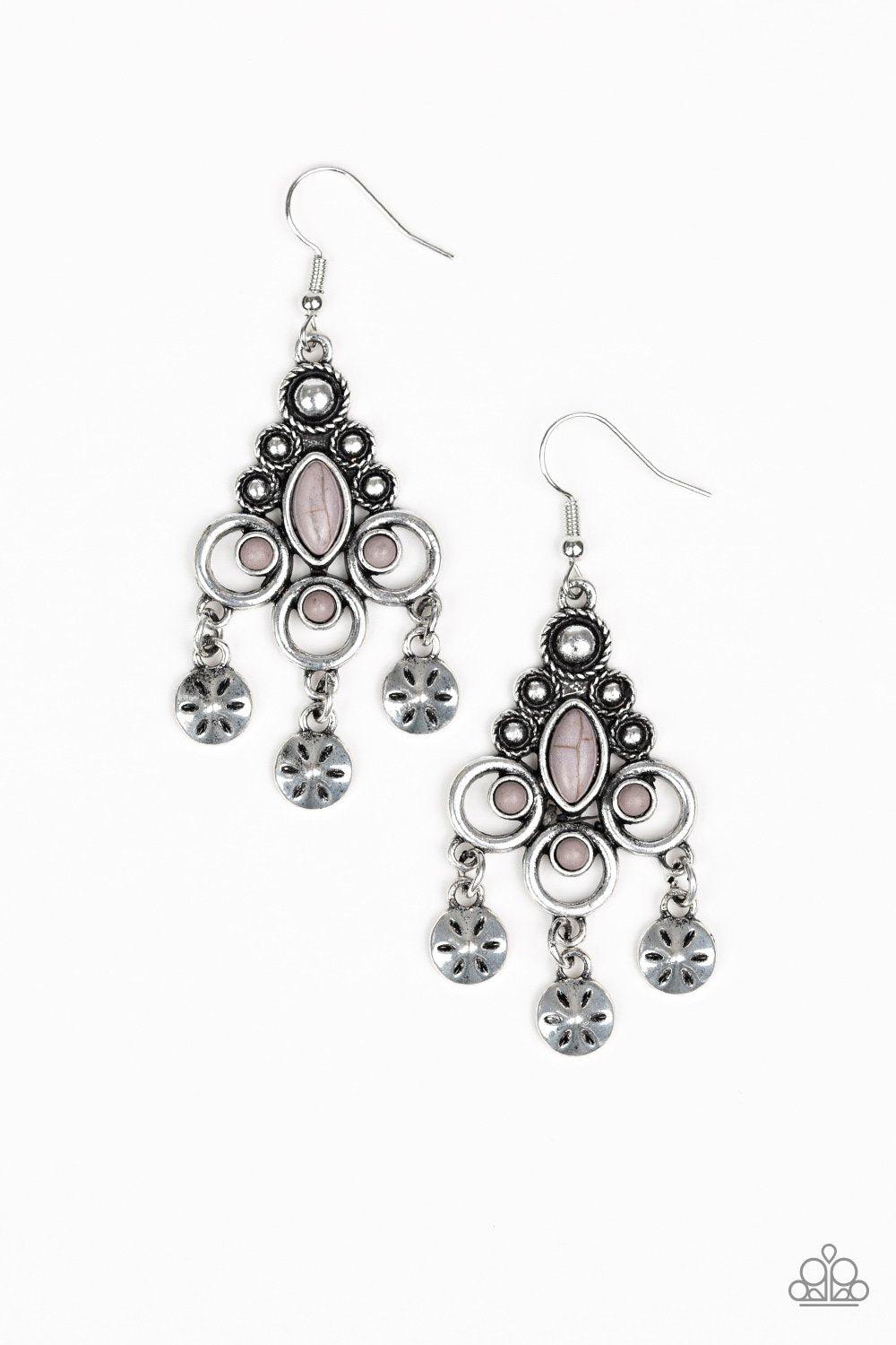Southern Expressions Silver and Gray Stone Earrings - Paparazzi Accessories-CarasShop.com - $5 Jewelry by Cara Jewels