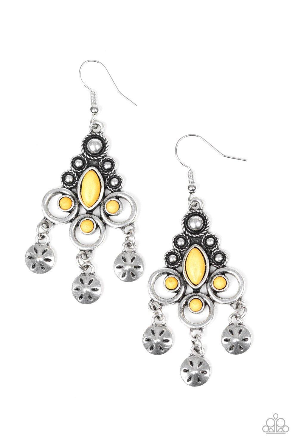 Southern Expressions Yellow Stone Earrings - Paparazzi Accessories-CarasShop.com - $5 Jewelry by Cara Jewels