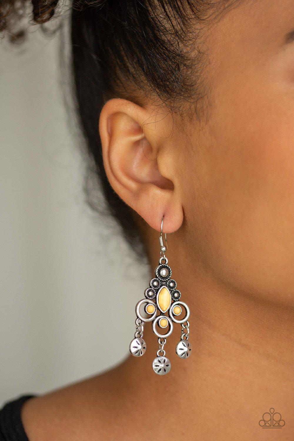 Southern Expressions Yellow Stone Earrings - Paparazzi Accessories-CarasShop.com - $5 Jewelry by Cara Jewels