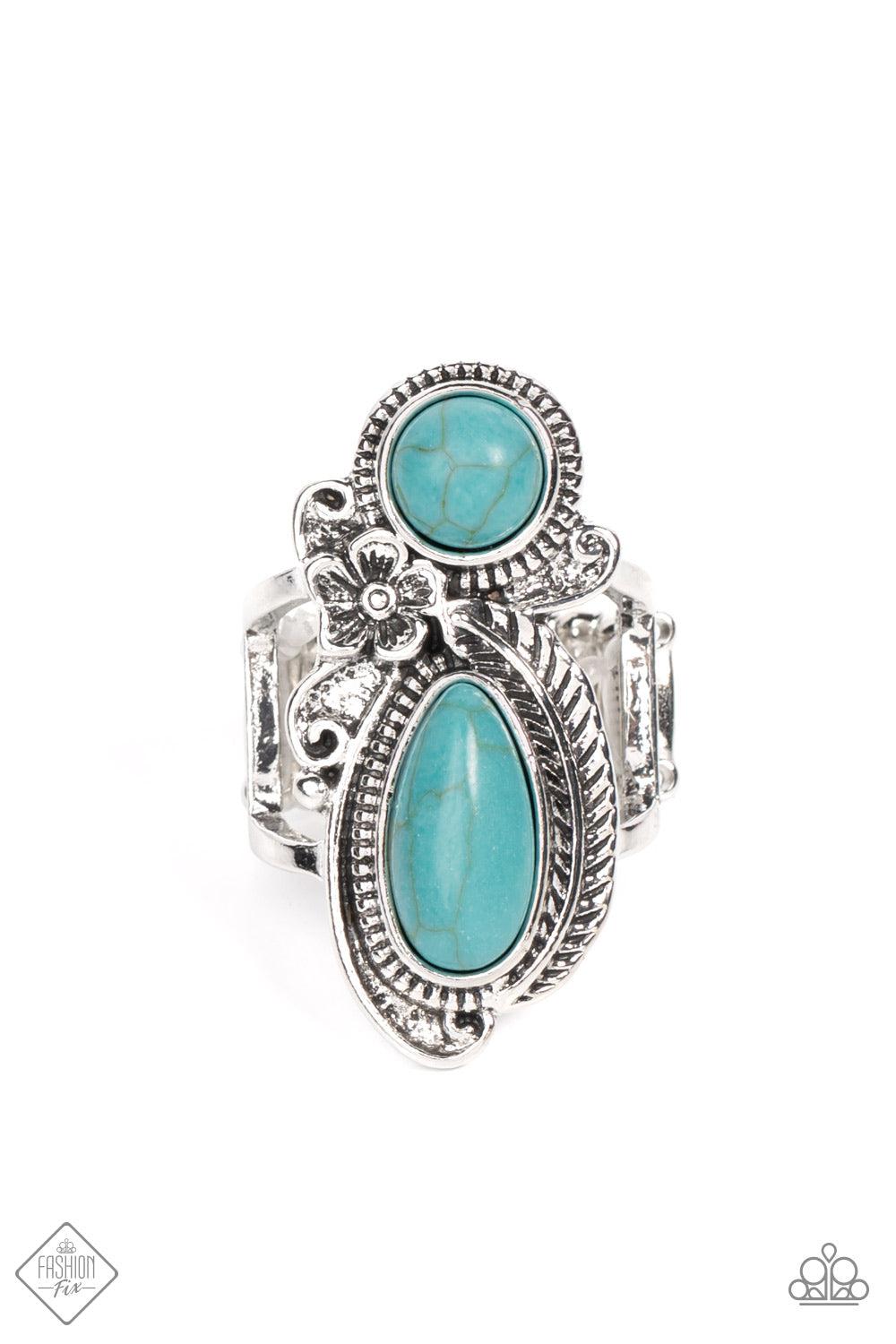 Southern Nirvana Turquoise Blue Stone Ring - Paparazzi Accessories- lightbox - CarasShop.com - $5 Jewelry by Cara Jewels