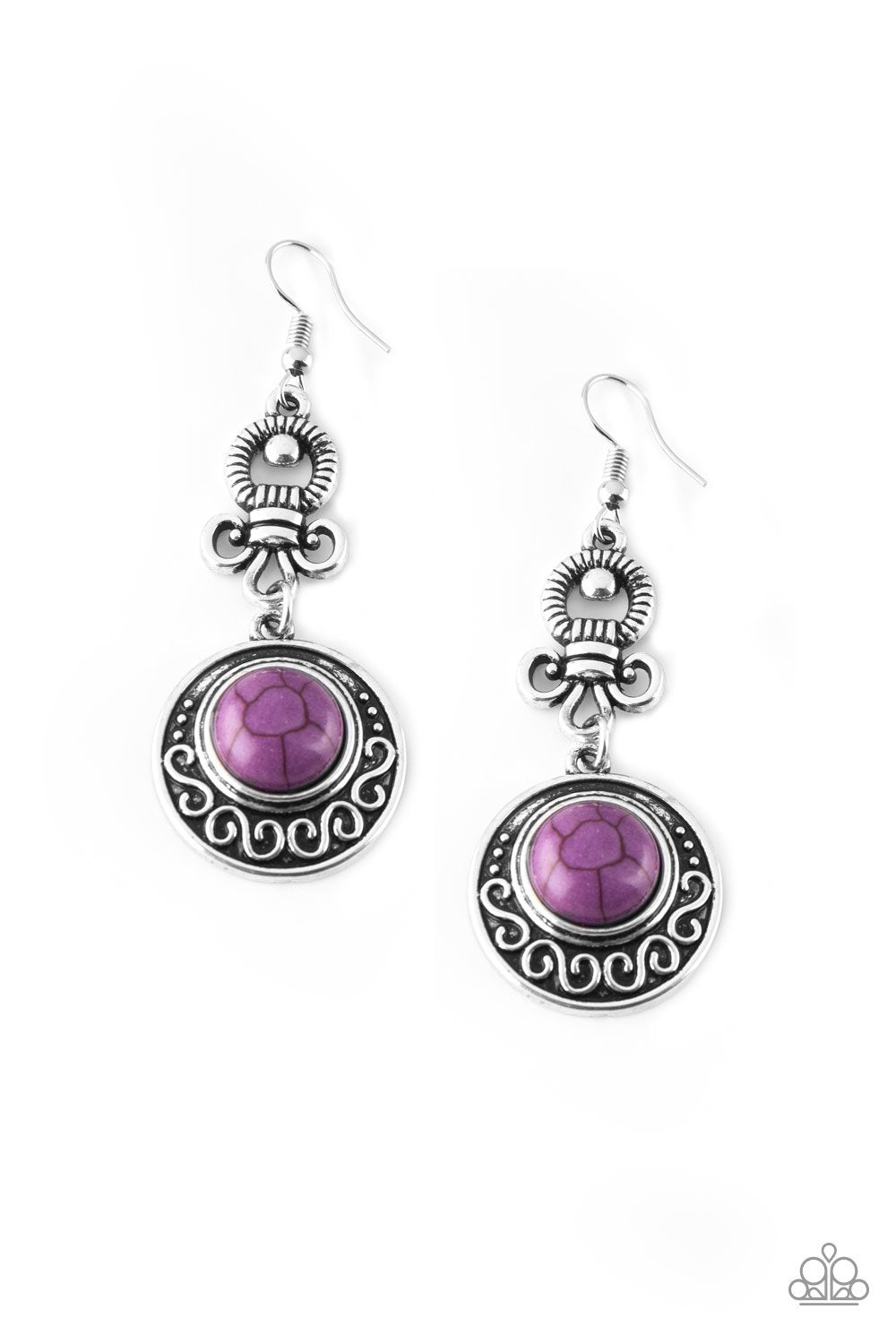 Southern Serenity Purple Stone Earrings - Paparazzi Accessories-CarasShop.com - $5 Jewelry by Cara Jewels
