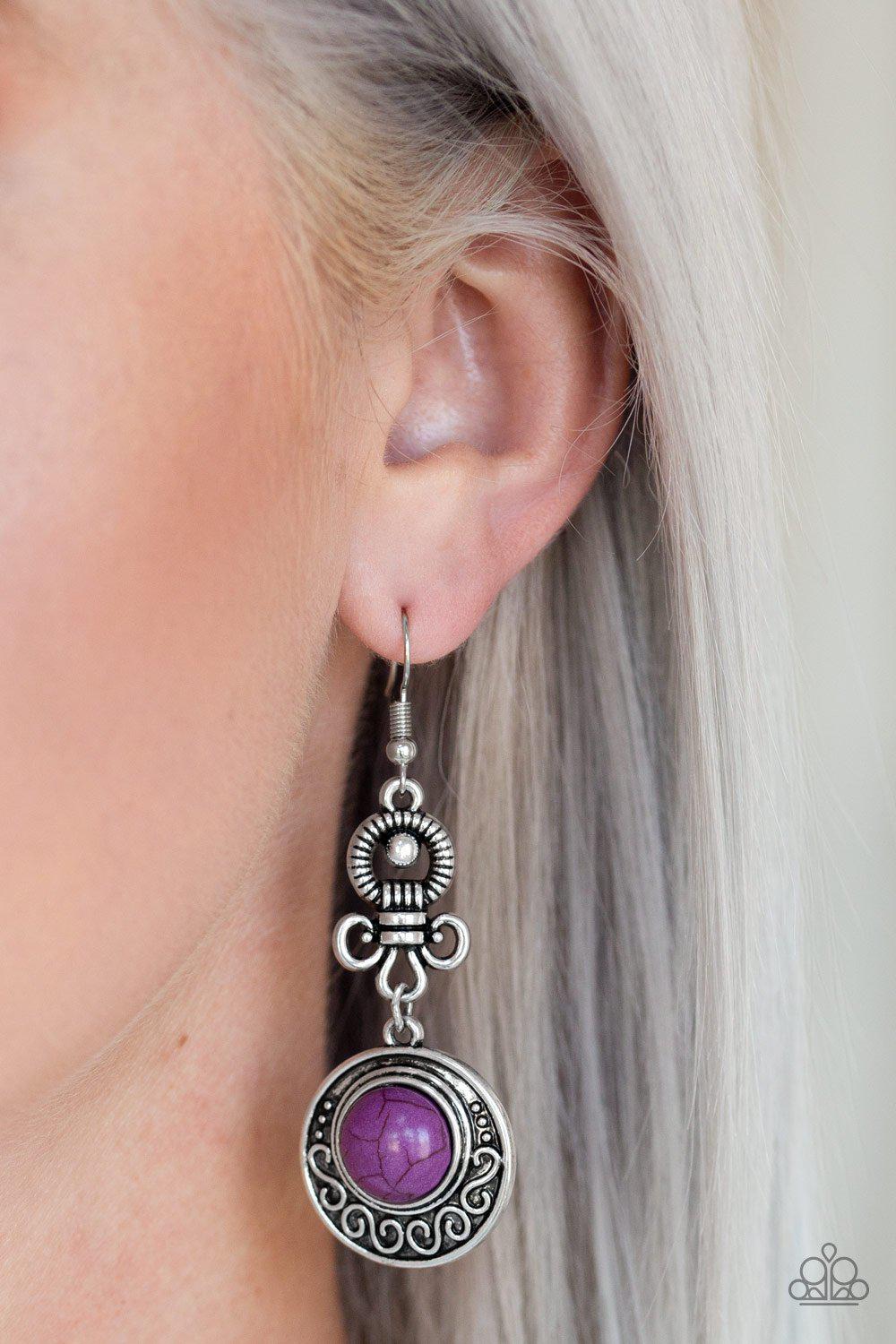 Southern Serenity Purple Stone Earrings - Paparazzi Accessories-CarasShop.com - $5 Jewelry by Cara Jewels