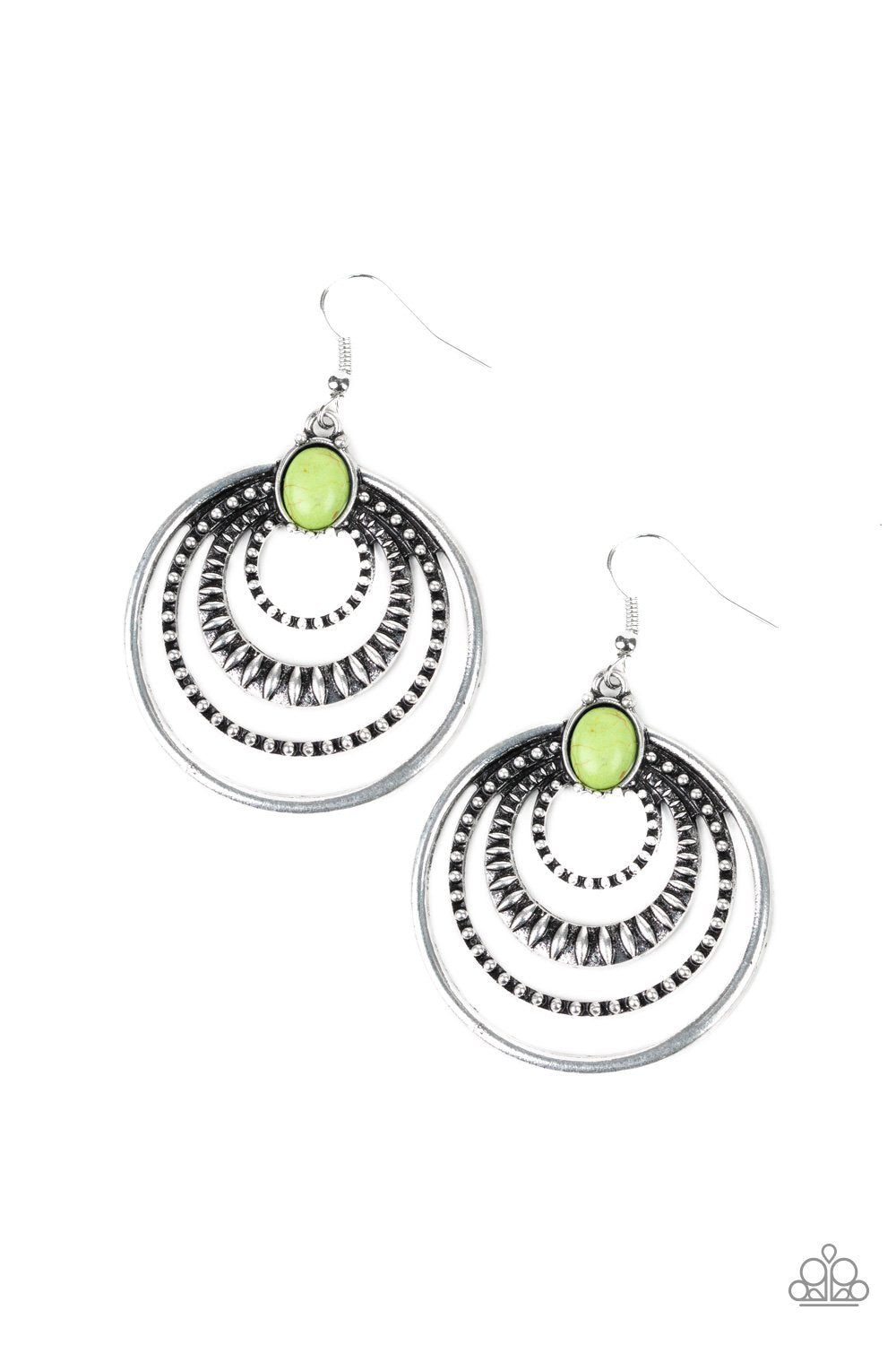 Southern Sol Green Stone Earrings - Paparazzi Accessories-CarasShop.com - $5 Jewelry by Cara Jewels