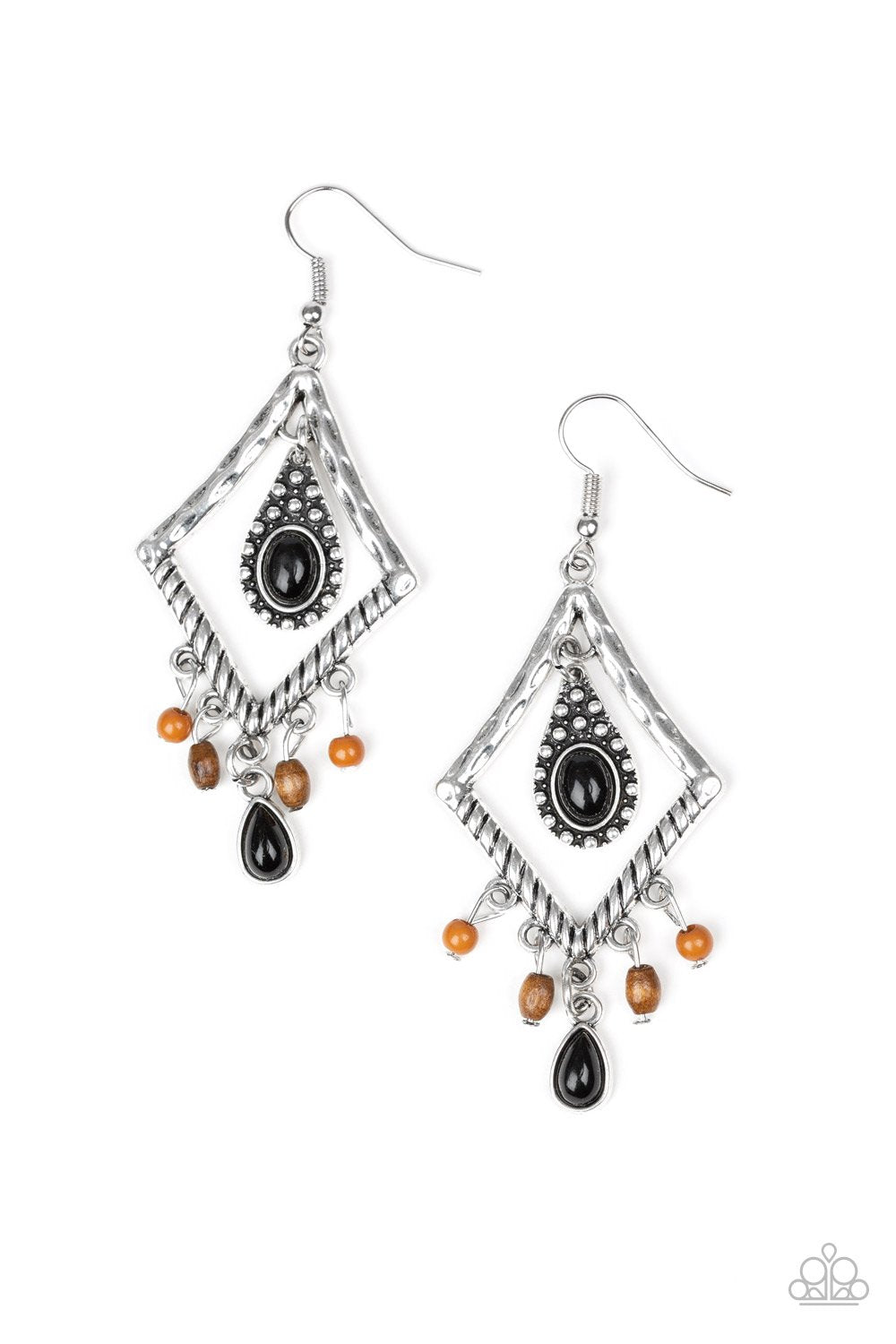 Southern Sunsets Multi - Black, Brown and Silver Earrings - Paparazzi Accessories-CarasShop.com - $5 Jewelry by Cara Jewels