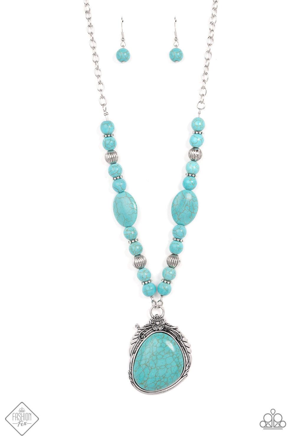 Southwest Paradise Turquoise Blue Stone Necklace - Paparazzi Accessories- lightbox - CarasShop.com - $5 Jewelry by Cara Jewels