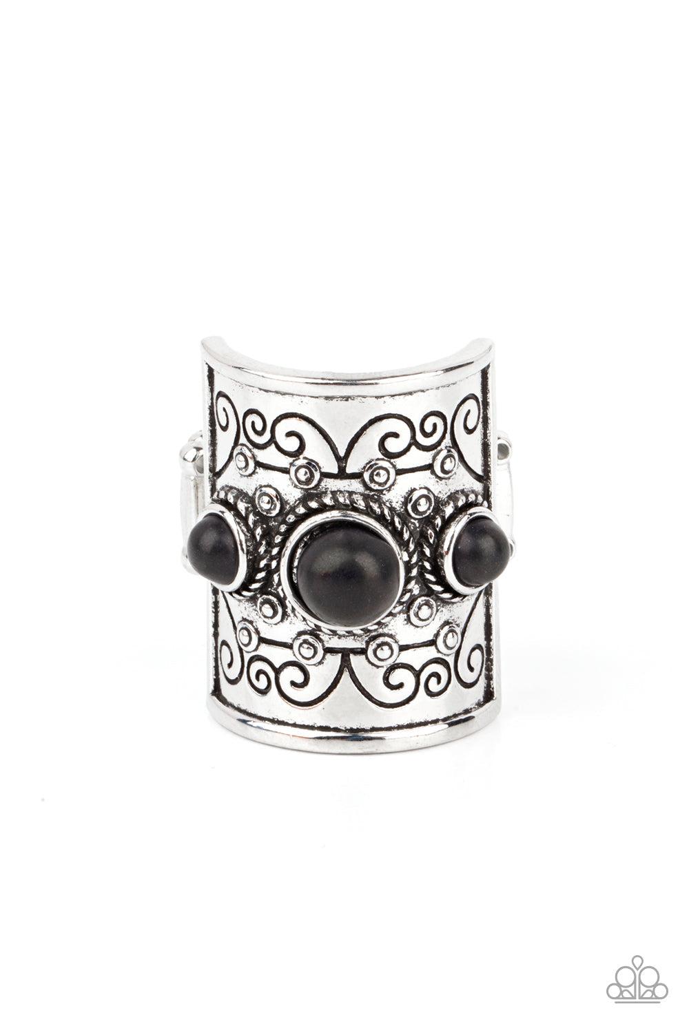 Southwestern Scenery Black Stone Ring - Paparazzi Accessories- lightbox - CarasShop.com - $5 Jewelry by Cara Jewels