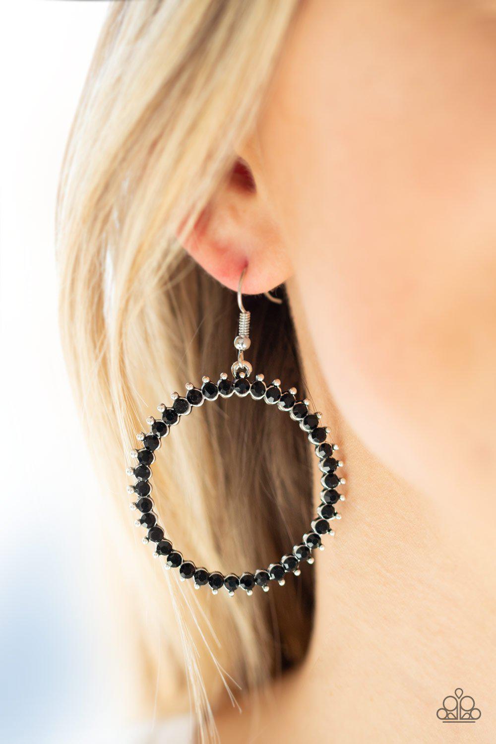 Spark Their Attention Black Gem Earrings - Paparazzi Accessories-CarasShop.com - $5 Jewelry by Cara Jewels