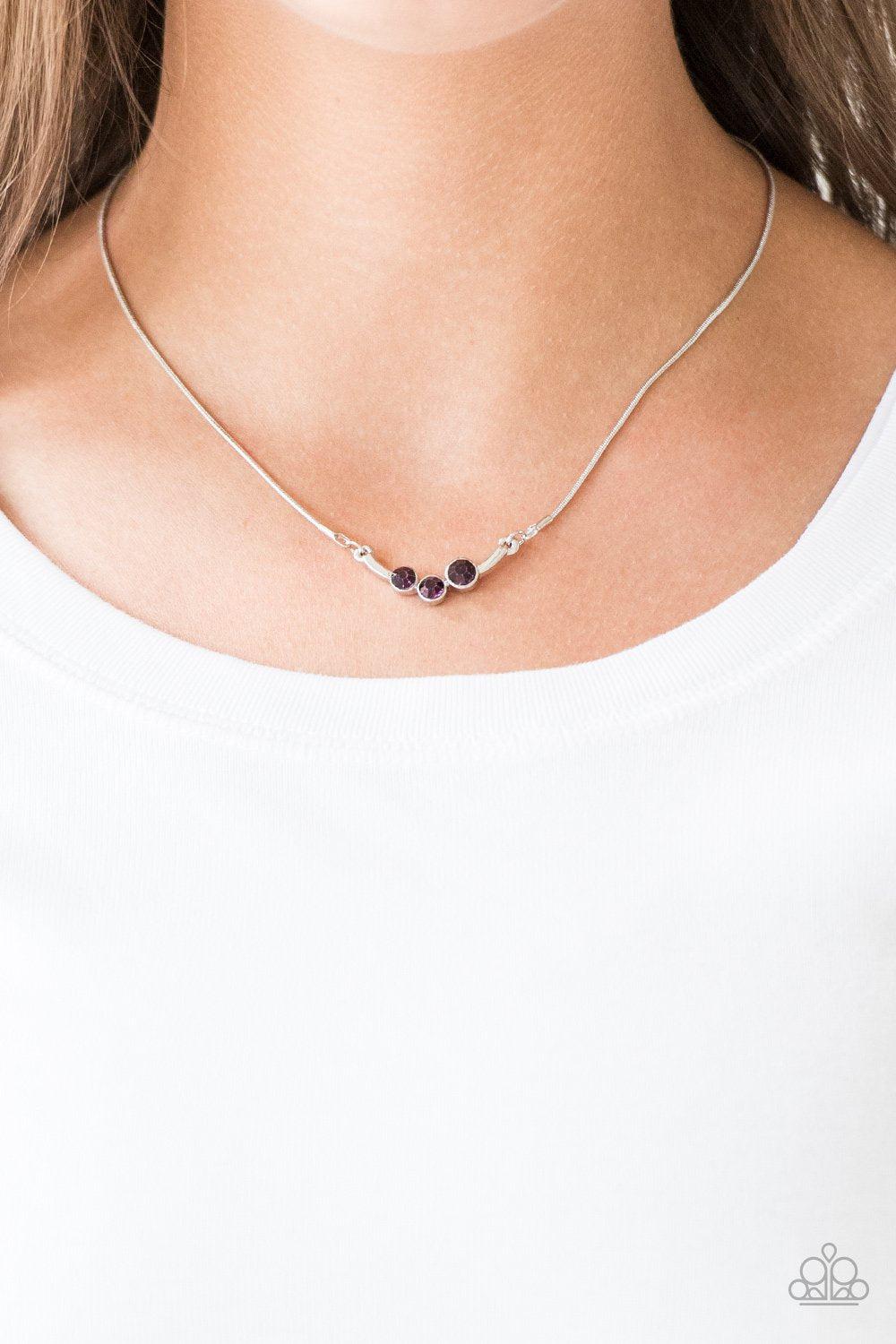 Sparkling Stargazer Purple Rhinestone Necklace - Paparazzi Accessories-CarasShop.com - $5 Jewelry by Cara Jewels