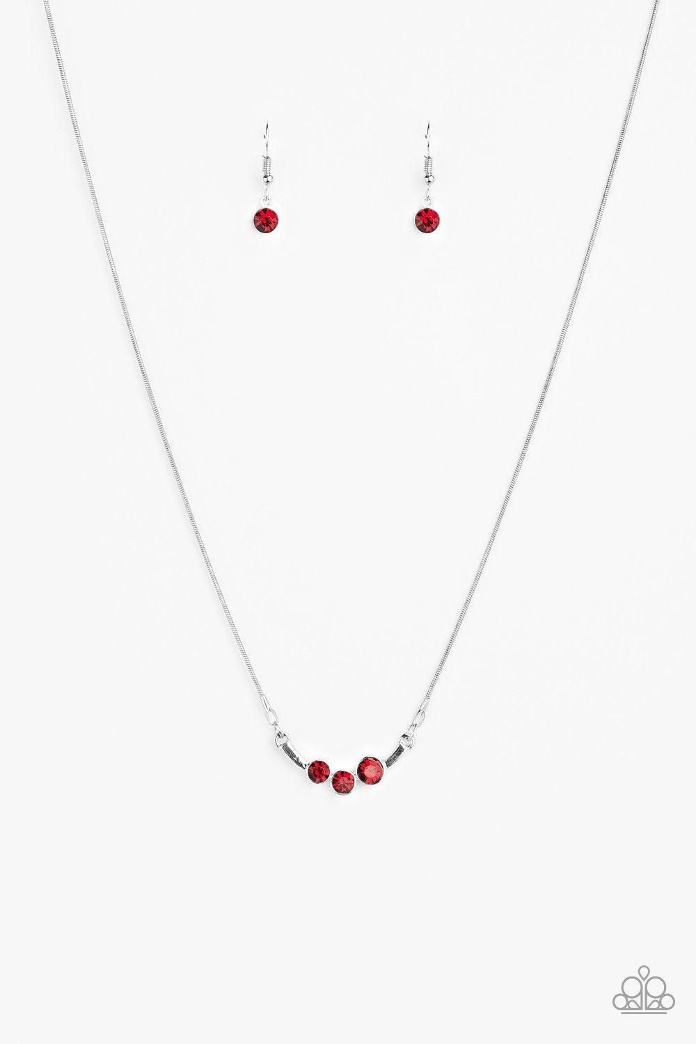 Sparkling Stargazer Red Rhinestone Necklace - Paparazzi Accessories-CarasShop.com - $5 Jewelry by Cara Jewels