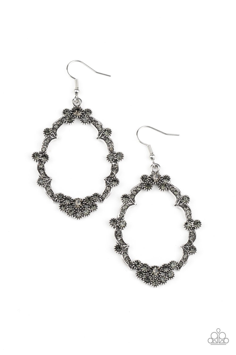 Sparkly Status Silver Rhinestone Earrings - Paparazzi Accessories - lightbox -CarasShop.com - $5 Jewelry by Cara Jewels