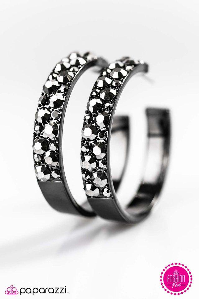 Sparktacular Gunmetal Black Hematite Hoop Earrings - Paparazzi Accessories-CarasShop.com - $5 Jewelry by Cara Jewels