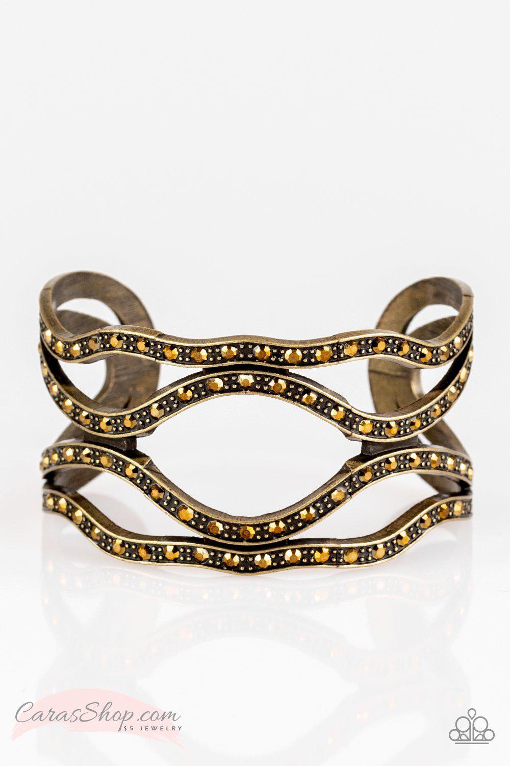 Speaks Volumes Brass Cuff Bracelet - Paparazzi Accessories-CarasShop.com - $5 Jewelry by Cara Jewels