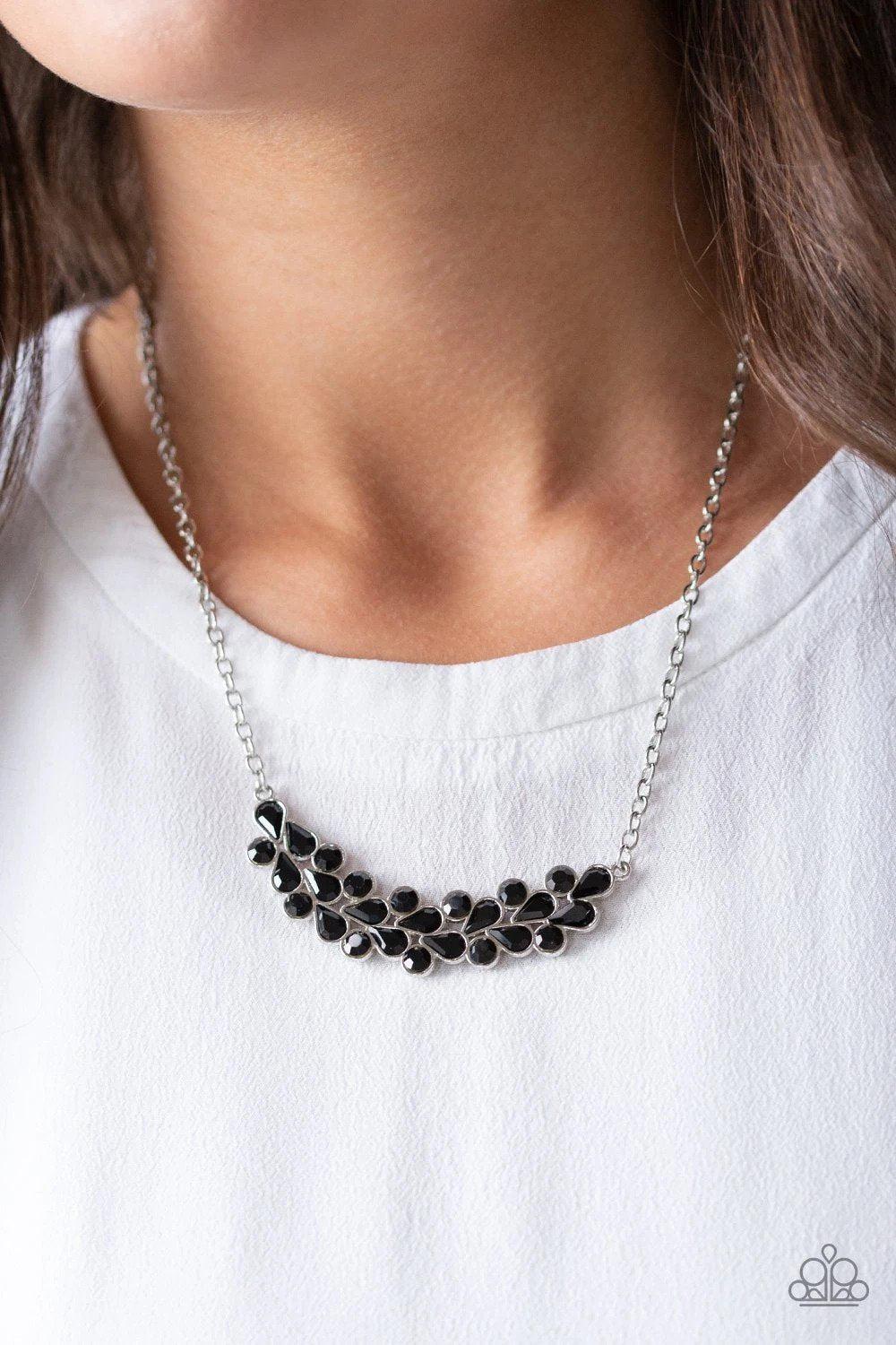 Special Treatment Black Rhinestone Necklace - Paparazzi Accessories - model -CarasShop.com - $5 Jewelry by Cara Jewels
