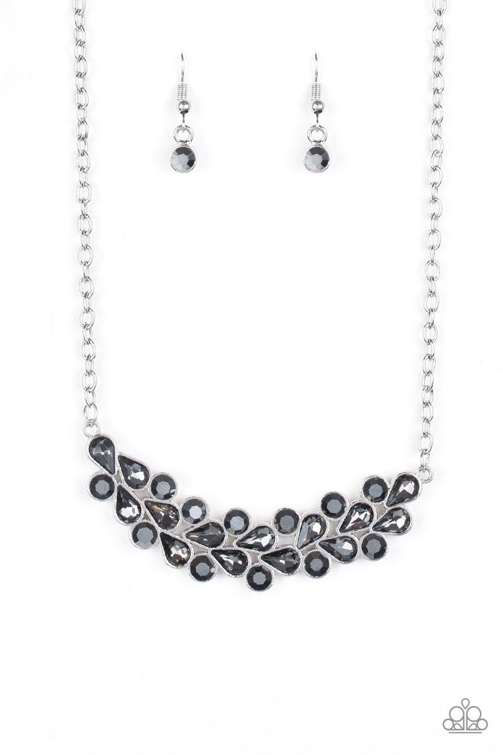 Special Treatment Silver, Hematite and Smoky Rhinestone Necklace - Paparazzi Accessories-CarasShop.com - $5 Jewelry by Cara Jewels