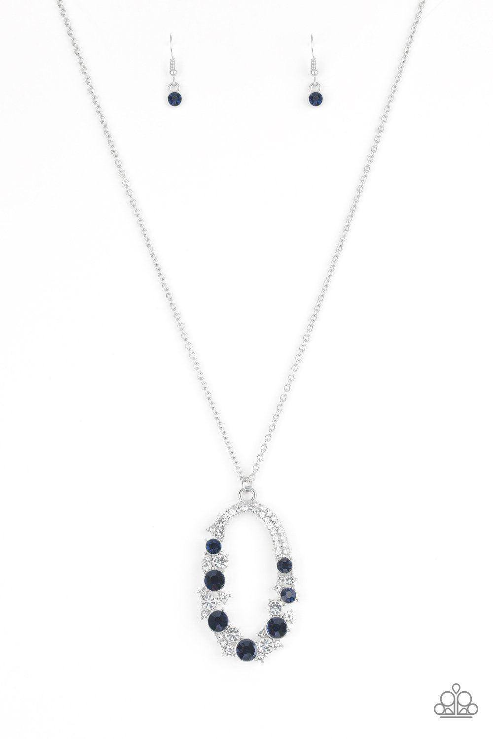 Spotlight Social Blue Rhinestone Pendant Necklace - Paparazzi Accessories-CarasShop.com - $5 Jewelry by Cara Jewels