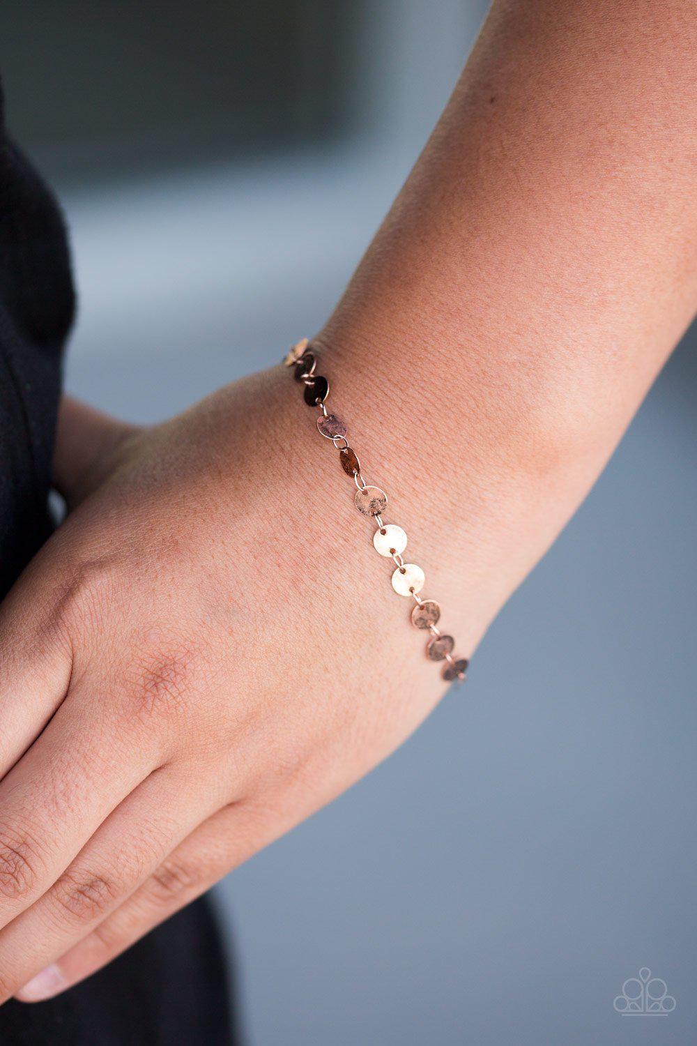 Spotlight Social Copper Bracelet - Paparazzi Accessories-CarasShop.com - $5 Jewelry by Cara Jewels